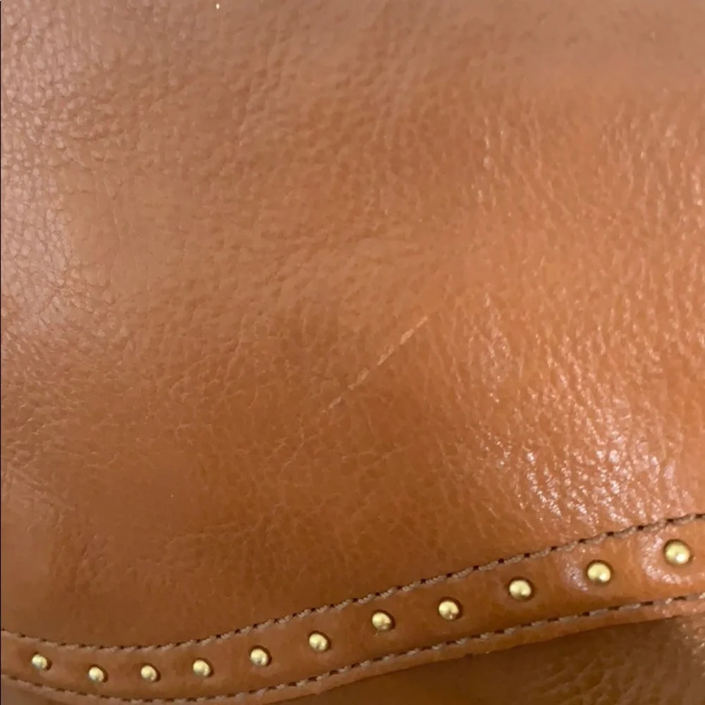 Michael Kors Vintage Y2K Tan Leather Saddle Satchel Handbag Gold Hardware